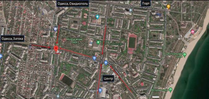 Билборд B в Черноморск (Ильичевск), Б  Олександрійська\вул. 1 травня схема