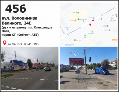 Билборд B в Кривом Роге вул.Володимира Великого (Мелешкіна), 24 е (КТ "Олімп", супермаркет "АТБ"), рух у напрямку Володимира Великого пл. (кол. Артема) фото 1