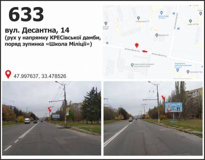Билборд A в Кривом Роге, 3x6  мкр. 4-й Зарічний, 14 (школа міліції), рух до вул. Десантна фото 1
