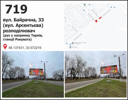Билборд A в Кривом Роге, 3x6  вул. Байрачна (Арсентьева), 33, разподілювач, рух до  пл. Праці фото 1