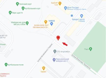 Билборд B в Кривом Роге вул.Незалежн. України,19мкр. Східний поряд «Варус», парк, школа, спортивний майданчик, автомийка, Храм Різдва Христового) схема