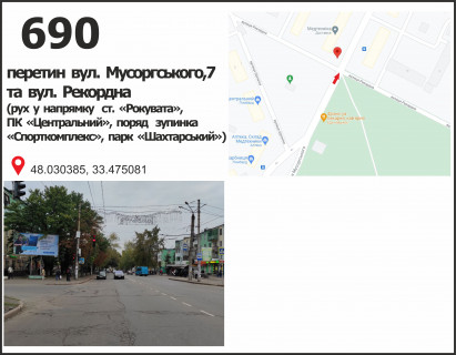Билборд A в Кривом Роге ул. Мусоргского, 7 - ул. Вознесенского, дв-е к ст. Роковатая фото 1