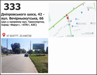 Білборд, Бігборд (Борд)  A у Кривому Розі, 3x6  вул. Дніпровське шосе (Дніпропетровське шосе) - вул.Вечірнекутська ("Варус", "АТБ", АЗС) Фото 1