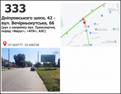 Билборд A в Кривом Роге вул. Дніпровське шосе (Дніпропетровське шосе) - вул.Вечірнекутська ("Варус", "АТБ", АЗС) фото 1