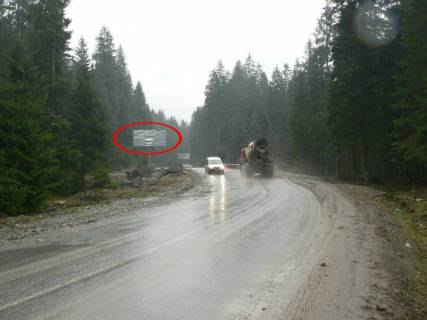 Билборд B в Буковеле, 3x6  Траса Н-09 Мукачево-Львів, дорога від Буковеля до Івано-Франківська (с.Поляниця), 4 км 400 м від Буковеля, напрямок руху на Івано-Франківськ фото 1