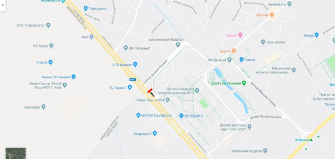 Билборд A в Киеве, Board 3x6м  Кільцева дорога / вул. Дмитра Луценка, напроти ТЦ "Аракс", "Фокстрот" - в напр. просп. Берестейський (Перемоги) схема