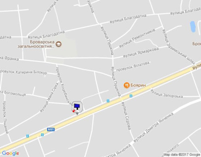 Билборд B в Бровары, Board 3x6м  вул. Київська, 69,  за 150м до автобусної зупинки, за 590м до перехрестя з вул. Євгенія Зеленського, через 220м після повороту на вул. Сєрова та магазину "Фора",  напрямок руху з м. Київ схема