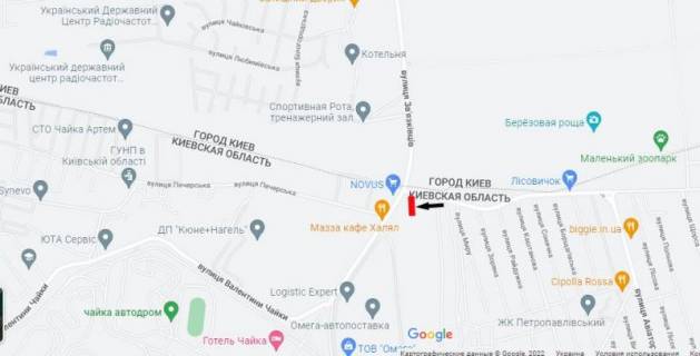 Билборд B в Петропавловской Борщаговке, Board 3x6м  вул. Соборна, 5 схема