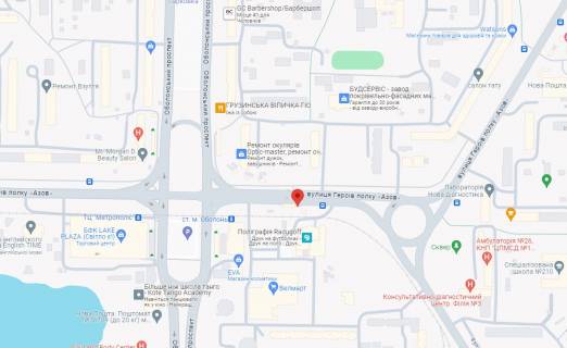 Нестандарт A в Киеве, 2.5x1.5  пр. Оболонський - Героїв полку «Азов» вул. (Маршала Малиновського), зупинка "ст. м. Оболонь",  в напрямку Йорданська вул. (Лайоша Гавро) – ст. м. Оболонь схема