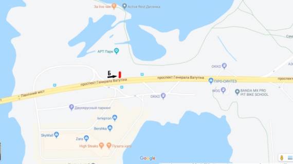 Билборд B в Киеве, Board 3x6м  просп. Романа Шухевича (Генерала Ватутіна), напротив ТРЦ "Скай Молл", маг. "АШАН" в напр. Троещина схема