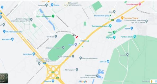 Билборд A в Киеве, Board 3x6м  вул. Касіяна Василя / просп. Академіка Глушкова (метро "Іподром") схема