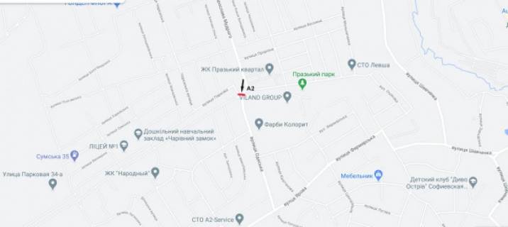Билборд A в Петропавловской Борщаговке, Board 3x6м  Клумба на перехр. з вул. Ярослава Мудрого/вул. Одеська/вул. Зелений Гай схема