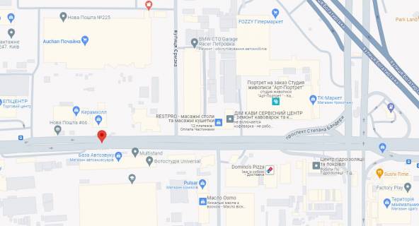 Нестандарт A у Києві, 2.5x1.5  просп. Степана Бандери (Московський), 8, зупинка «Завод Маяк», в напрямку ст. м. Дорогожичі схема