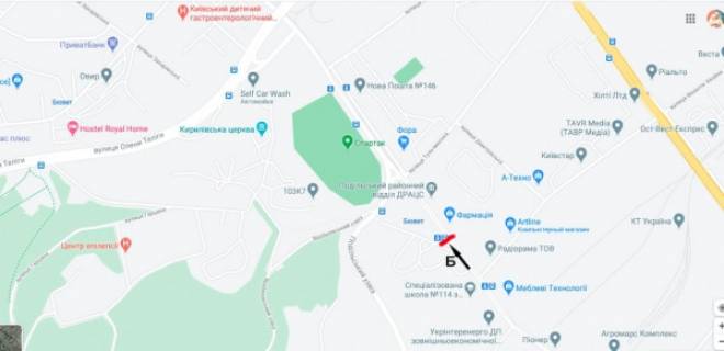 Скроллер B в Киеве, скролл 3.14*2.3  вул. Кирилівська (Фрунзе), 99/1 (на зупинці)- вул. Вікентія Хвойки - 557682 схема