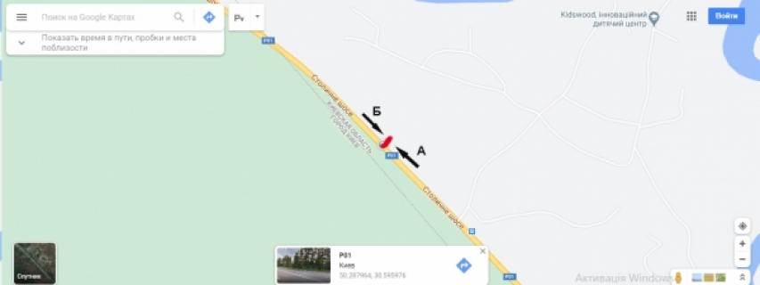 Билборд B на трассах Киевской области, Board 3x6м  Столичное шоссе - Конча-Заспа (на тер-и правительственной резиденции) напр. из Киева схема