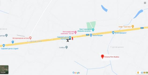Billboard A in Lyubimivka, Board 3x6м  Zitomirskaa trassa - ostanovka "Gurovsina", Sadovyj centr "Lizgard"- 32,100 km, v Kiev scheme