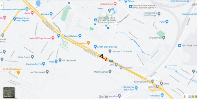 Призма A в Киеве, Prismavision 3х6  вул.В.Кільцева поворот на Жуляни/ав-н Scania-Volvo на розподілювачі в напр. Одеської пл. - 557556 схема