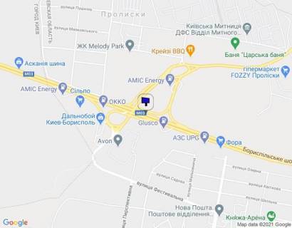 Билборд B в Киеве, 6х3  Бориспільське шосе, 8 км, (біля заправки "ОККО" вул. Кільцева, 1 с. Проліски) в напрямку  а/є "Бориспіль" схема