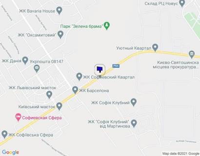 Білборд, Бігборд (Борд)  B у Софіївській Борщагівці, 6х3  с. Софіївська Борщагівка, вул. Соборна, 75 м. за поворотом на вул. Зелену, біля відділу продажів ЖК " Sense City"( напрямок із Києва) схема