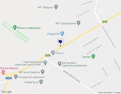 Билборд A в Буче, 6х3  м. Буча, вул. Нове шосе, 48 на світлофорі біля ТЦ "Епіцентр" схема