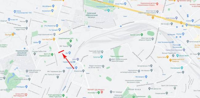 Нестандарт A в Киеве, 8x2  Міст пішохідний по Миколи Голего вул. (Лебедєва-Кумача). в напрямку ст.м. "Шулявська" схема