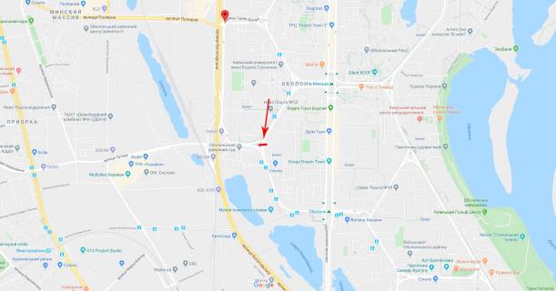 Билборд A в Киеве Героїв полку «Азов» вул. (Маршала Малиновського)., до ст.м. Оболонь схема