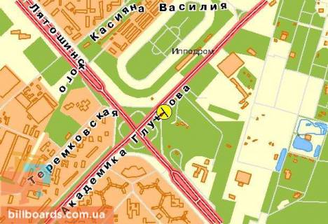 Білборд, Бігборд (Борд)   у Києві Одесская пл., возле пр-та Глушкова, к Экспоцентру Украины, в центр схема