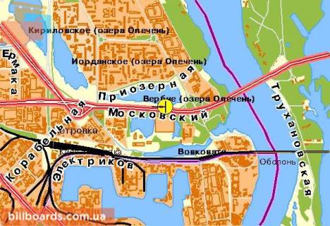Билборд  в Киеве Бандеры Степана пр-т, со стороны Петровки, левый, из центра схема