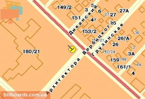Білборд, Бігборд (Борд)  A у Києві Харківське шосе, біля Вербицького вул. , До Харківської пл., З центру схема