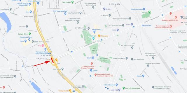 Нестандарт A в Киеве, 8x2  просп. Леся Курбаса (50-річчя Жовтня), 19, ТЦ "April City", "УкрЗолото", "Novus" схема