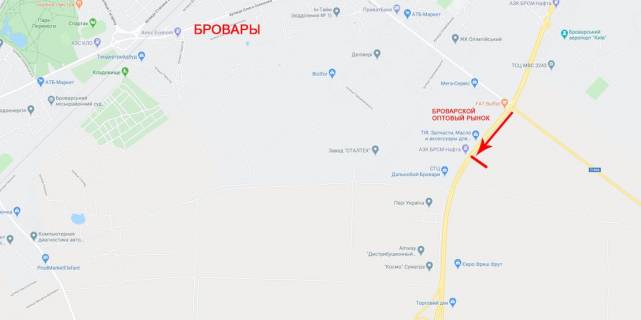 Мегаборд B в Бровары, 12x4  В'їзд до Києва, з боку Чернігова, виїзд на Бровари, від котедж.городка Княжичі схема