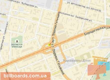 Мегаборд A в Киеве Борщаговская ул., развилка с ул.Индустриальной, от ст.м.Шулявка, из центра схема