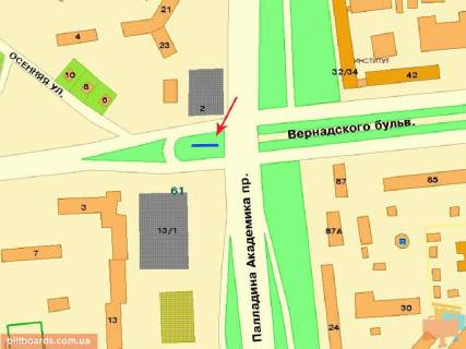 Призма  в Киеве Палладина Академика пр-т, возле Академіка Єфремова вул. (Командарма Уборевича), в сторону просп. Берестейський (Перемоги) - 38664 схема