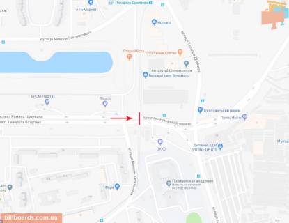 Нестандарт A у Києві Шляхопровід трамвайних через просп. Романа Шухевича (Генерала Ватутіна) на перетіні Кибальчича вул. и Закревського, від центру (праворуч) схема