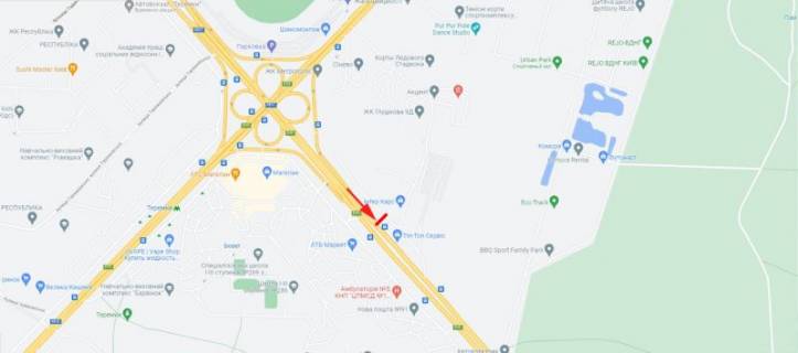 Билборд  в Киеве, 5,76x2,86  50.3665602202, 30.4638647257, схема