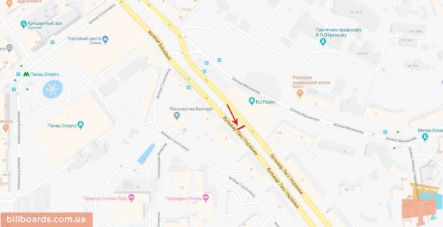 Скроллер A в Киеве Гетьмана Павла Скоропадського вул. (Льва Толстого). 25 на розподільчій смузі - 176237 схема