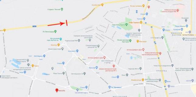 Non-Standard A in Kyiv, 8x2  Mist pisohidnij cerez Veliku Kil'cevu dorogu, ruh v napramku do plosi T. Sevcenka (pravoruc) scheme