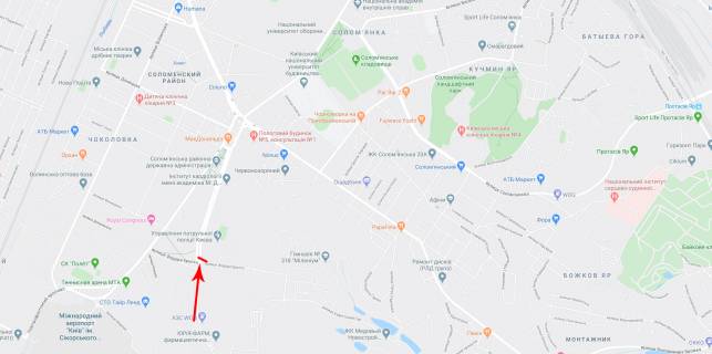 Билборд A в Киеве Святослава Хороброго вул. (Народного Ополчення вул.), біля Ернста ул., до Севастопольської пл., в центр схема