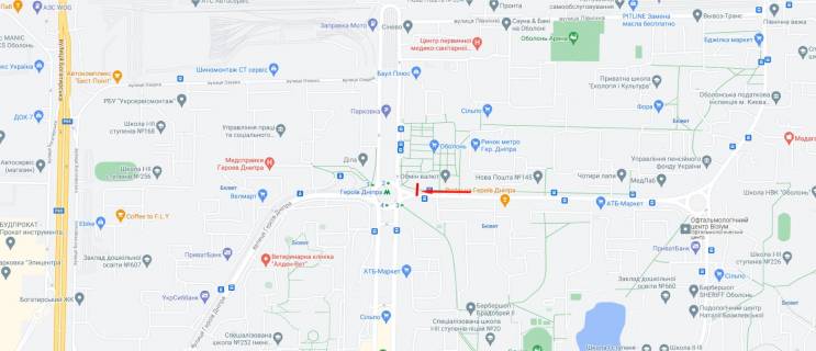 Видеоборд A в Киеве, 3x6  Героїв Дніпра вул. 43-В, ТЦ "Оазіс", ст. м. "Героїв Дніпра" - 435675 схема