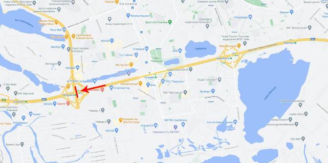 Нестандарт B в Киеве, 8x2  Бажана пр-т / Дніпровська набережна, ст. м. "Осокорки", в центр схема