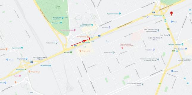Видеоборд B у Києві, 3x6  Броварський пр-т 33, біля McDonald’s, рух в напрямку ст. м. "Чернігівська" - 402129 схема