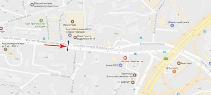 Нестандарт A в Киеве Лобановського пр-т до Деміївської пл. схема