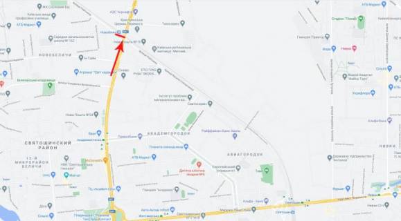 Megaboard B in Kyiv, 12x4  Palladina Akademika pr-t /st. Robitnica, ruh v napramku Golosiivs'kij Park scheme