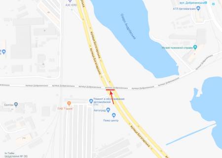 Нестандарт B в Киеве Шляхопровід на перетині вул. добрининській та Богатирській, в напрямку від центру (праворуч) схема