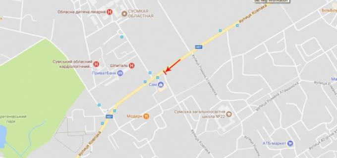 Билборд B в Сумах Сумської тероборони вул. (Ковпака). схема