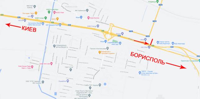 Билборд B в Киеве, 8x4  Бориспільська траса км 32 + 150 з Києва схема