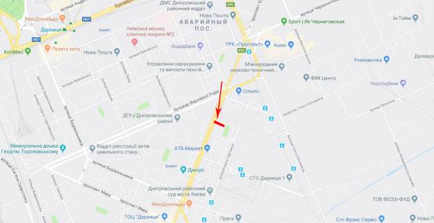 Билборд B в Киеве просп. Леоніда Каденюка (Гагаріна) 16 схема