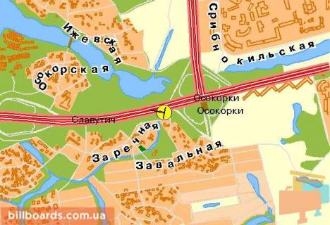 Billboard A in Kyiv Bazana pr-t, bila st.m. Osokorki, z centru, liva scheme