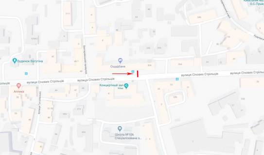 Ситискролл B в Киеве, 1.2x1.8  Січових Стрільців (Артема) вул. 32-38, світлофор, біля супермаркету Сільпо, рух в напрямку Львівська пл. схема