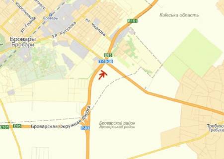Билборд A в Бровары, 3x6  виїзд з Києва, до Чернігова, до котедж. містечка Княжичі 27 км схема